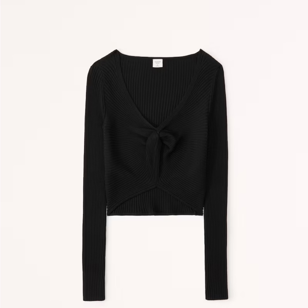 Black Front Twist Sweater Top
